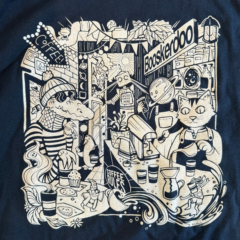 Booskerdoo Cafe t-shirt (designed by Noelle LiVolsi)